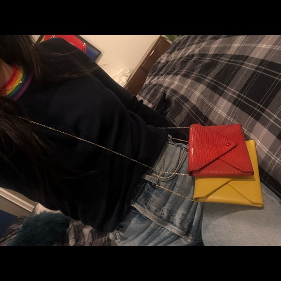 THE ROW Small Yellow Leather Envelope crossbody Bag - Picture 9 of 10